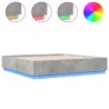 Cadre de lit avec LED sans matelas gris béton 200x200 cm 