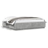 Cadre de lit avec LED sans matelas gris béton 200x200 cm 