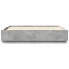 Cadre de lit avec LED sans matelas gris béton 200x200 cm 