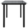 Table à dîner de jardin Noir 160x80x74 cm Acier et verre trempé 