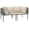 Salon de jardin 3 pcs avec coussins Gris Résine tressée 