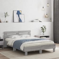 Cadre de lit avec LED sans matelas sonoma gris 135x190 cm 