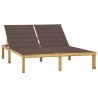 Chaise longue double et coussins taupe Bois de pin imprégné 