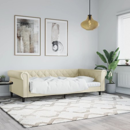 Lit de jour crème 100x200 cm similicuir 