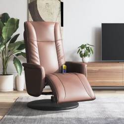 Fauteuil inclinable de massage repose-pieds marron similicuir 