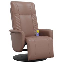Fauteuil inclinable de massage repose-pieds marron similicuir 
