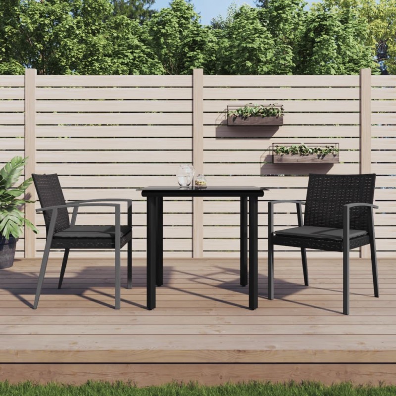 Ensemble à manger de jardin 3 pcs coussins résine tressée acier 