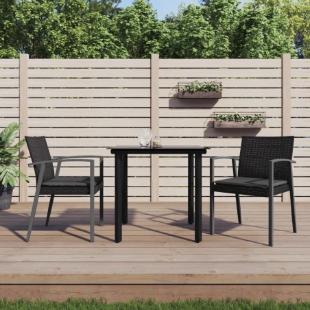 Ensemble à manger de jardin 3 pcs coussins résine tressée acier 
