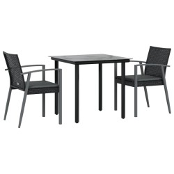 Ensemble à manger de jardin 3 pcs coussins résine tressée acier 