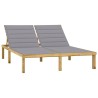 Chaise longue double et coussins gris Bois de pin imprégné 