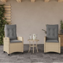 Chaises inclinables jardin lot de 2 et coussins résine tressée 