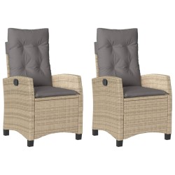 Chaises inclinables jardin lot de 2 et coussins résine tressée 