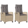 Chaises inclinables jardin lot de 2 et coussins résine tressée 