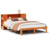 Lit bibliothèque sans matelas cire marron 120x200 cm pin massif 