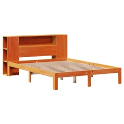 Lit bibliothèque sans matelas cire marron 120x200 cm pin massif 