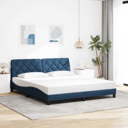 Cadre de lit sans matelas bleu 180x200 cm tissu 