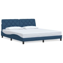 Cadre de lit sans matelas bleu 180x200 cm tissu 