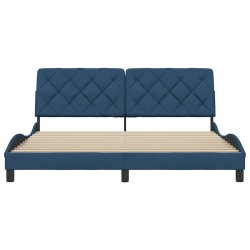 Cadre de lit sans matelas bleu 180x200 cm tissu 
