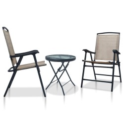 Ensemble de bistro 3 pcs Taupe Acier 