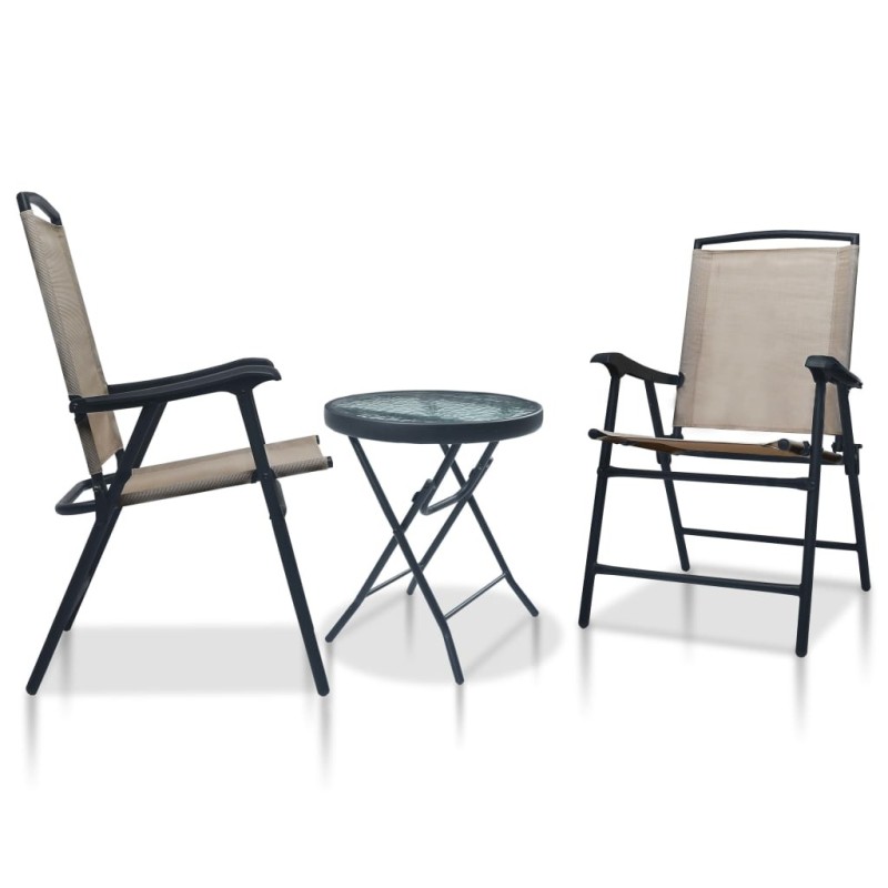 Ensemble de bistro 3 pcs Taupe Acier 
