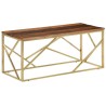 Table basse doré acier inoxydable et bois de mélèze massif 