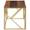 Table basse doré acier inoxydable et bois de mélèze massif 