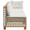 Canapé de jardin avec coussins 3 places beige résine tressée 