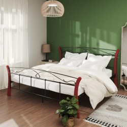 Cadre de lit sans matelas noir métal 140x200 cm 