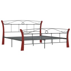 Cadre de lit sans matelas noir métal 140x200 cm 