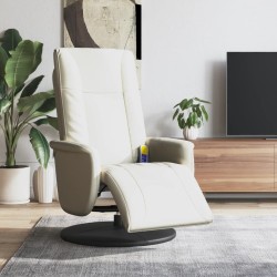 Fauteuil inclinable de massage et repose-pieds crème similicuir 