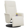 Fauteuil inclinable de massage et repose-pieds crème similicuir 