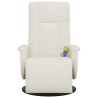 Fauteuil inclinable de massage et repose-pieds crème similicuir 