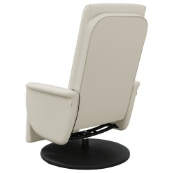 Fauteuil inclinable de massage et repose-pieds crème similicuir 