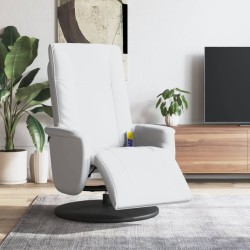 Fauteuil inclinable de massage repose-pieds blanc similicuir 
