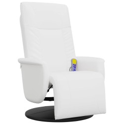 Fauteuil inclinable de massage repose-pieds blanc similicuir 