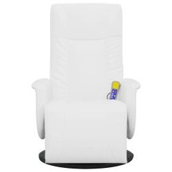 Fauteuil inclinable de massage repose-pieds blanc similicuir 