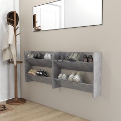 Armoires à chaussures murales 2 pcs Gris béton 80x18x60 cm 