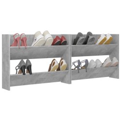Armoires à chaussures murales 2 pcs Gris béton 80x18x60 cm 
