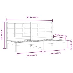 Lit de jour sans matelas blanc 80x200 cm bois de pin massif 