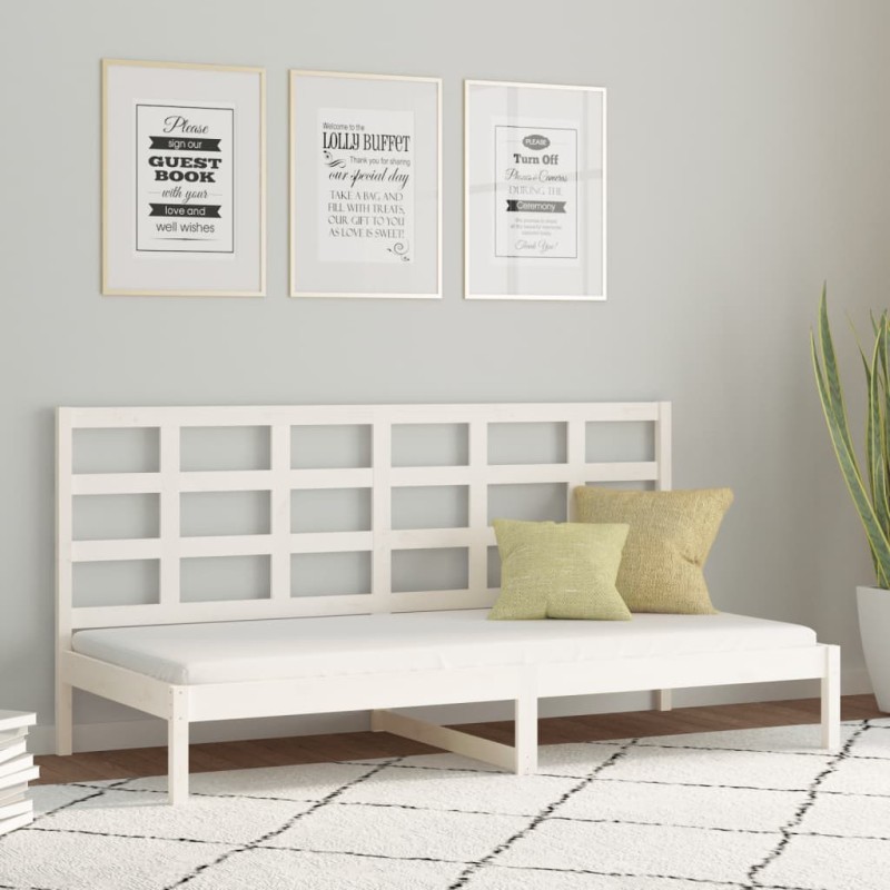Lit de jour sans matelas blanc 80x200 cm bois de pin massif 