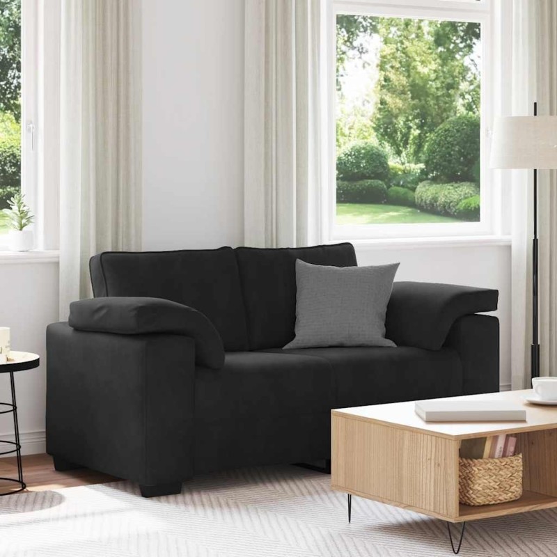 Canapé causeuse noir 120 cm velours 