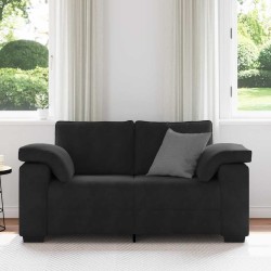 Canapé causeuse noir 120 cm velours 