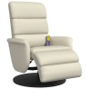 Fauteuil inclinable de massage et repose-pieds crème similicuir 