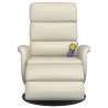 Fauteuil inclinable de massage et repose-pieds crème similicuir 