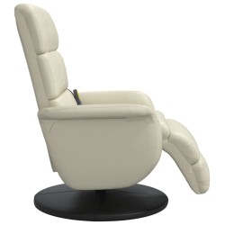 Fauteuil inclinable de massage et repose-pieds crème similicuir 