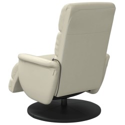 Fauteuil inclinable de massage et repose-pieds crème similicuir 