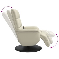 Fauteuil inclinable de massage et repose-pieds crème similicuir 