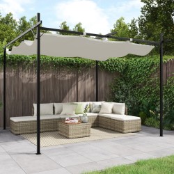Pergola avec toit rétractable crème 295x292x230 cm 