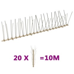 Ensemble de 20 pointes à 4 rangées contre oiseaux Plastique 10m 