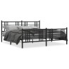 Cadre de lit métal sans matelas avec pied de lit noir 193x203cm 